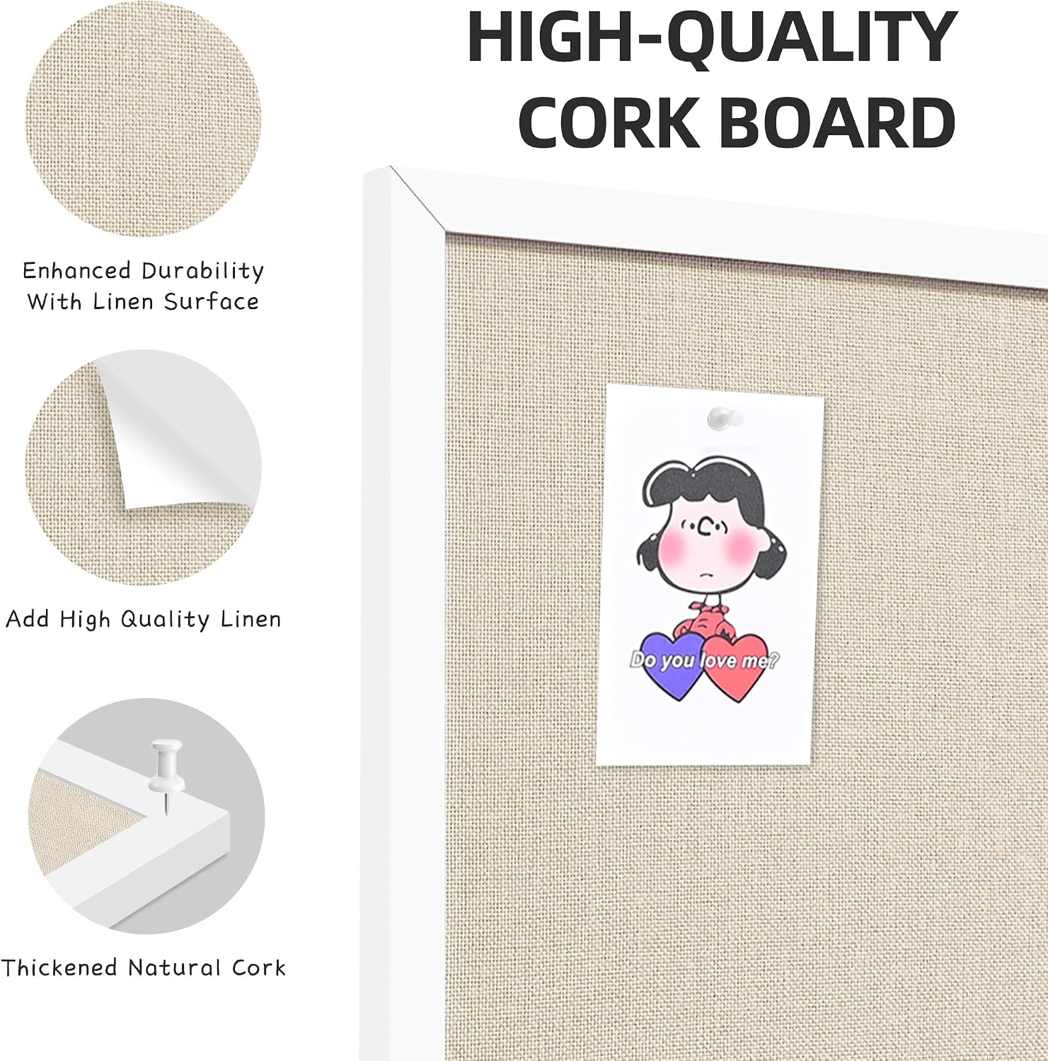 Thumbnail 3 de Yunihome 36" x 24" Cork Bulletin Board with White Frame