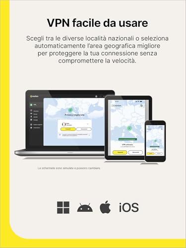 Thumbnail 1 de Norton VPN Standard 2026 | 5 Dispositivi | Licenza 1 anno rinnovo automatico
