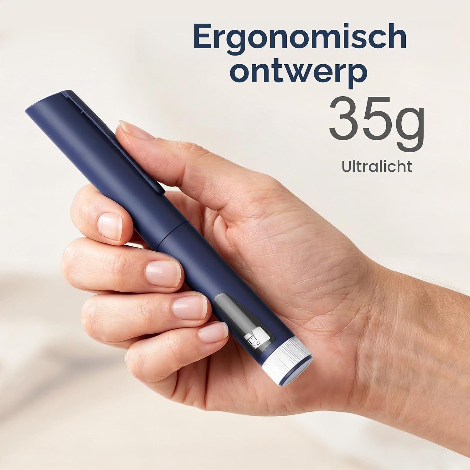 Detalle de Aisisree navulbare insulinepen voor 3 ml-patronen, 1–80 eenheden, blauw
