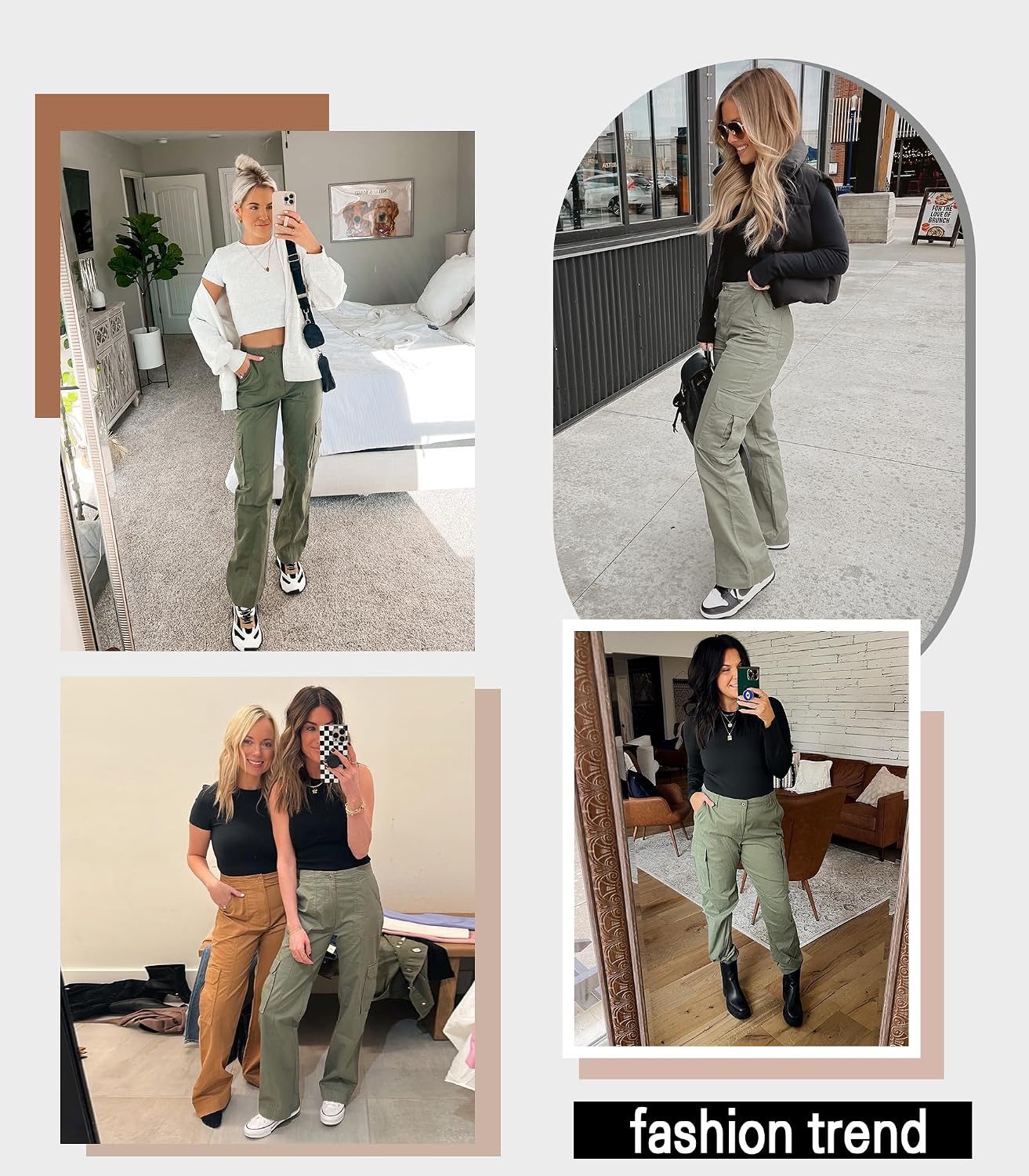Detalle 2 de Breampot women’s high-waist cargo trousers with elastic waistband and 6 pockets