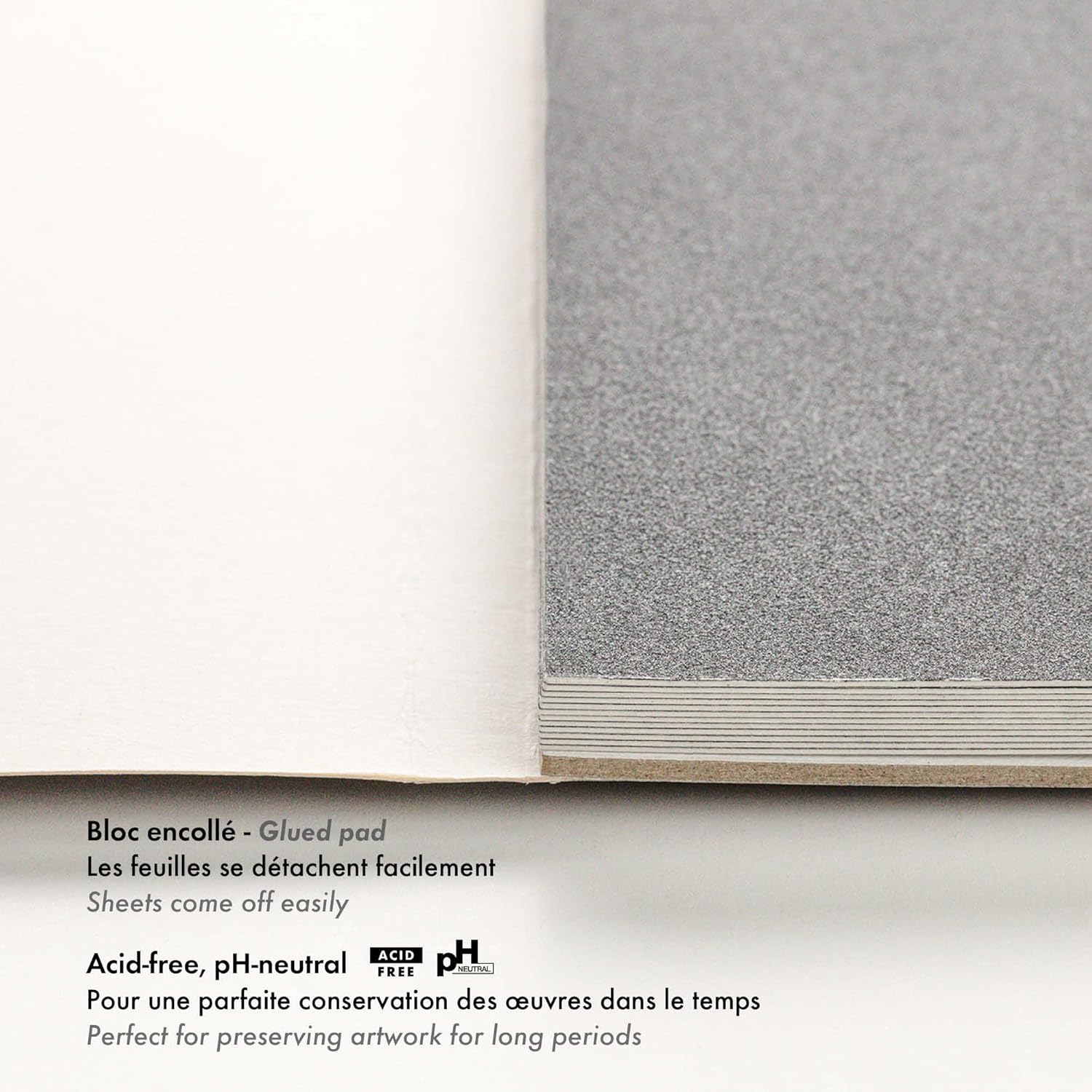 Detalle 2 de Clairefontaine Pastelmat Pastel Card Pad No.6 (12 Sheets) 360gsm Anthracite – 24 x 30cm