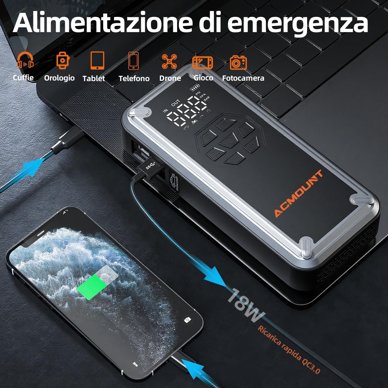 Detalle 2 de ACMOUNT W160 Booster 23800mAh 7000A