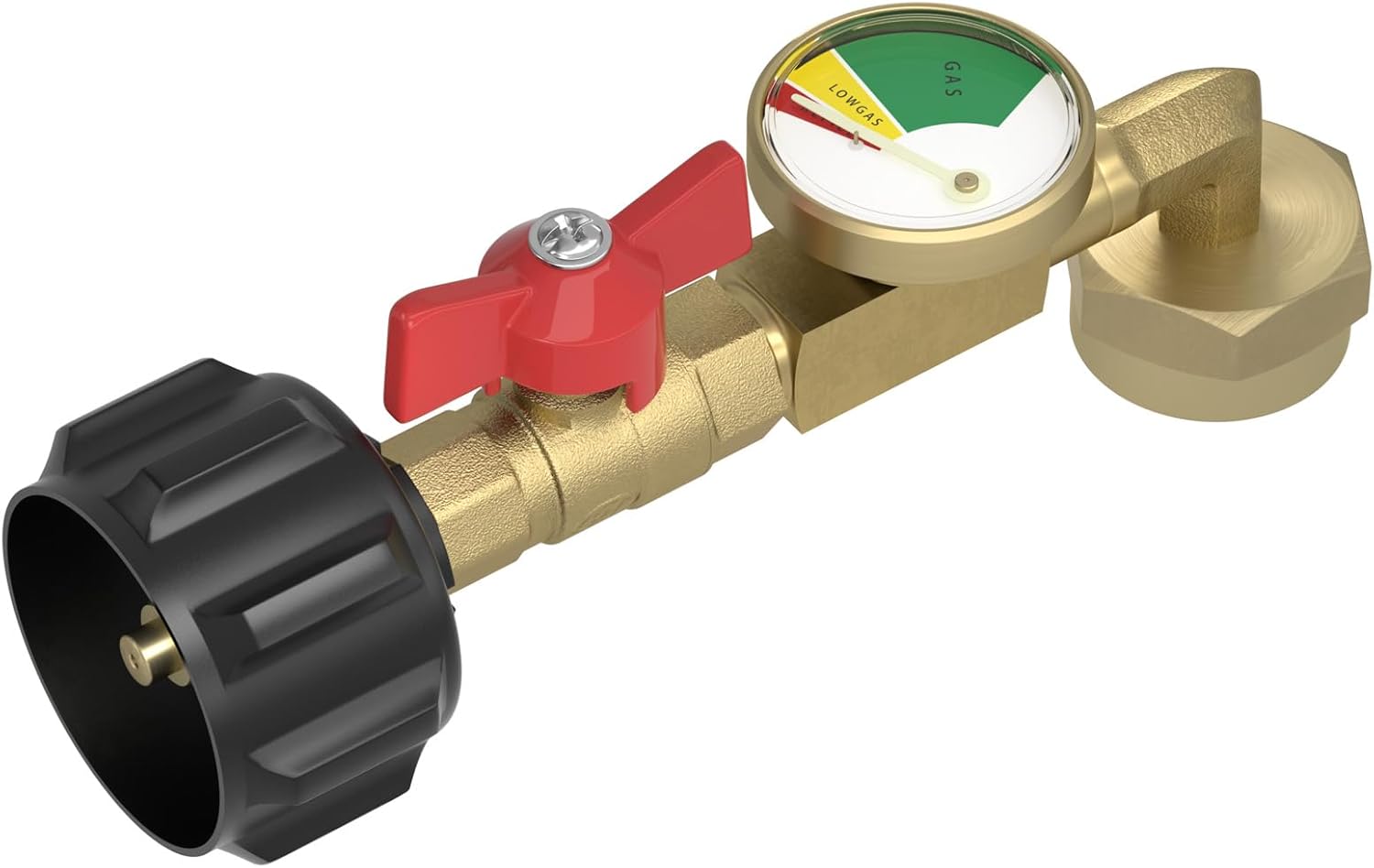 Rushare Upgraded Propane Refill Adapter for 1 lb Tanks (90-Degree Elbow) with Valve and Gauge