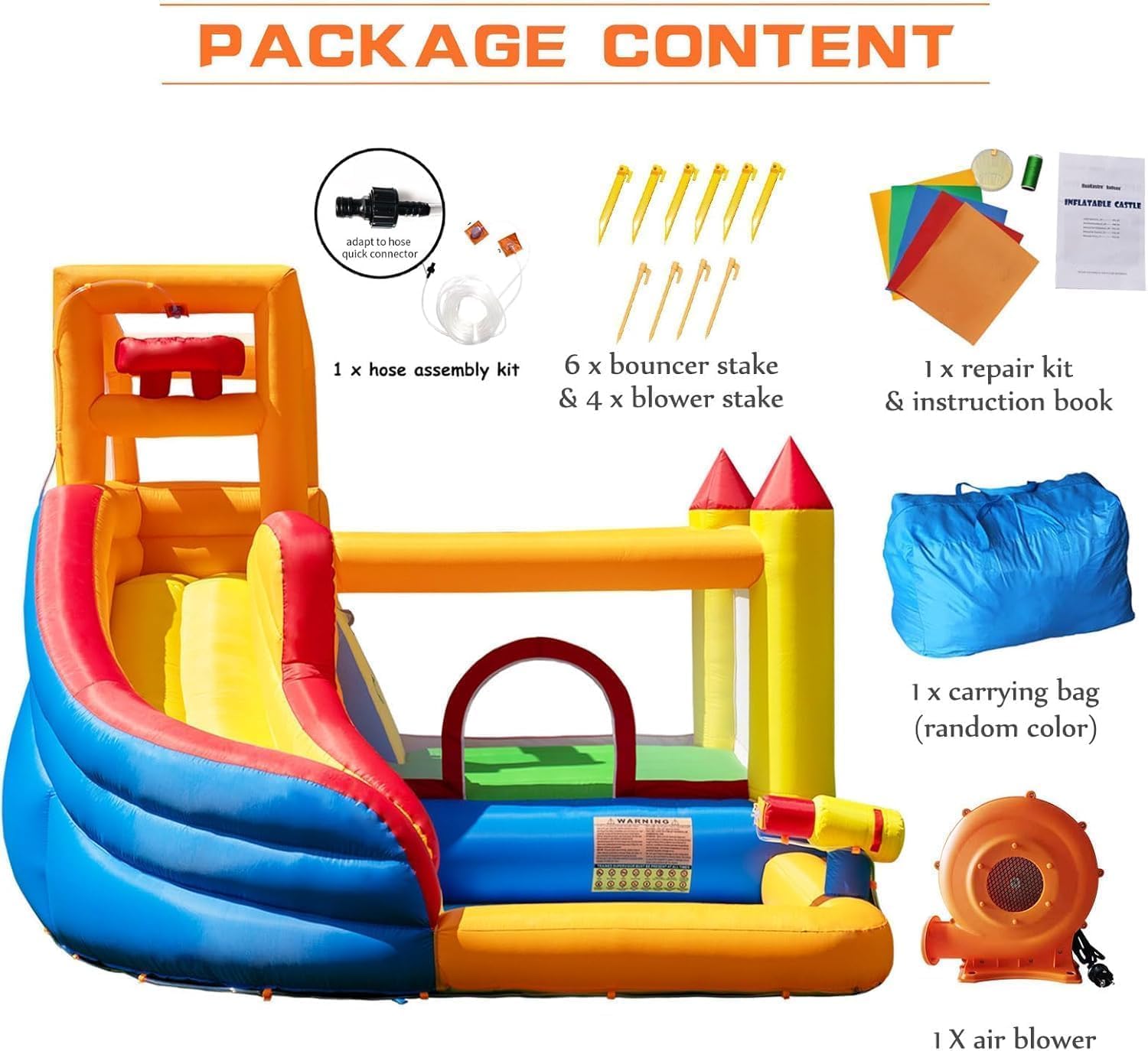 Thumbnail 6 de Ballsea Bouncy Castle: inflatable trampoline bounce house with long slide, ball pit & climbing wall