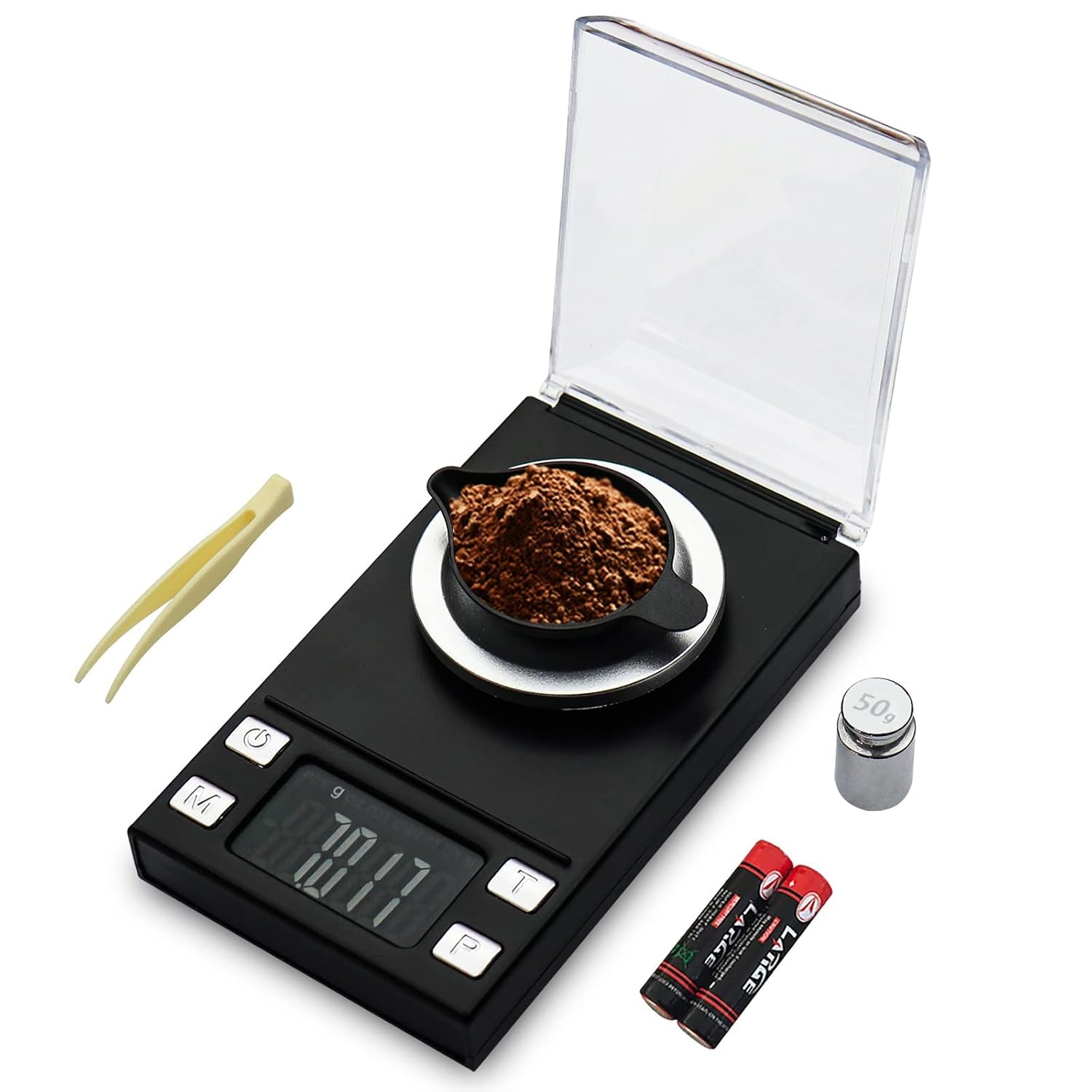 Detalle de UNIWEIGH milligramweegschaal 50 g/0,001 g met verlicht lcd-scherm