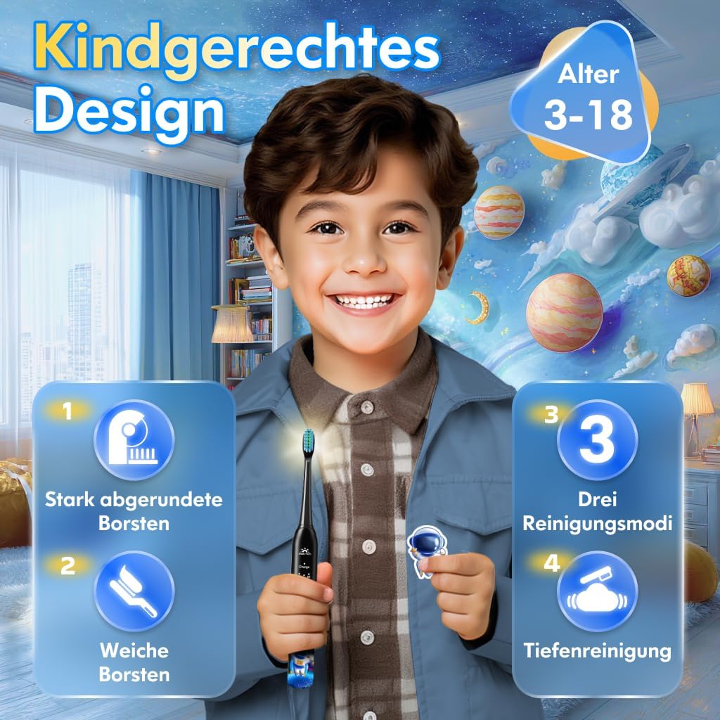 Detalle 2 de Elektrische Zahnbürste Kinder 60 Tage Akku 🪥