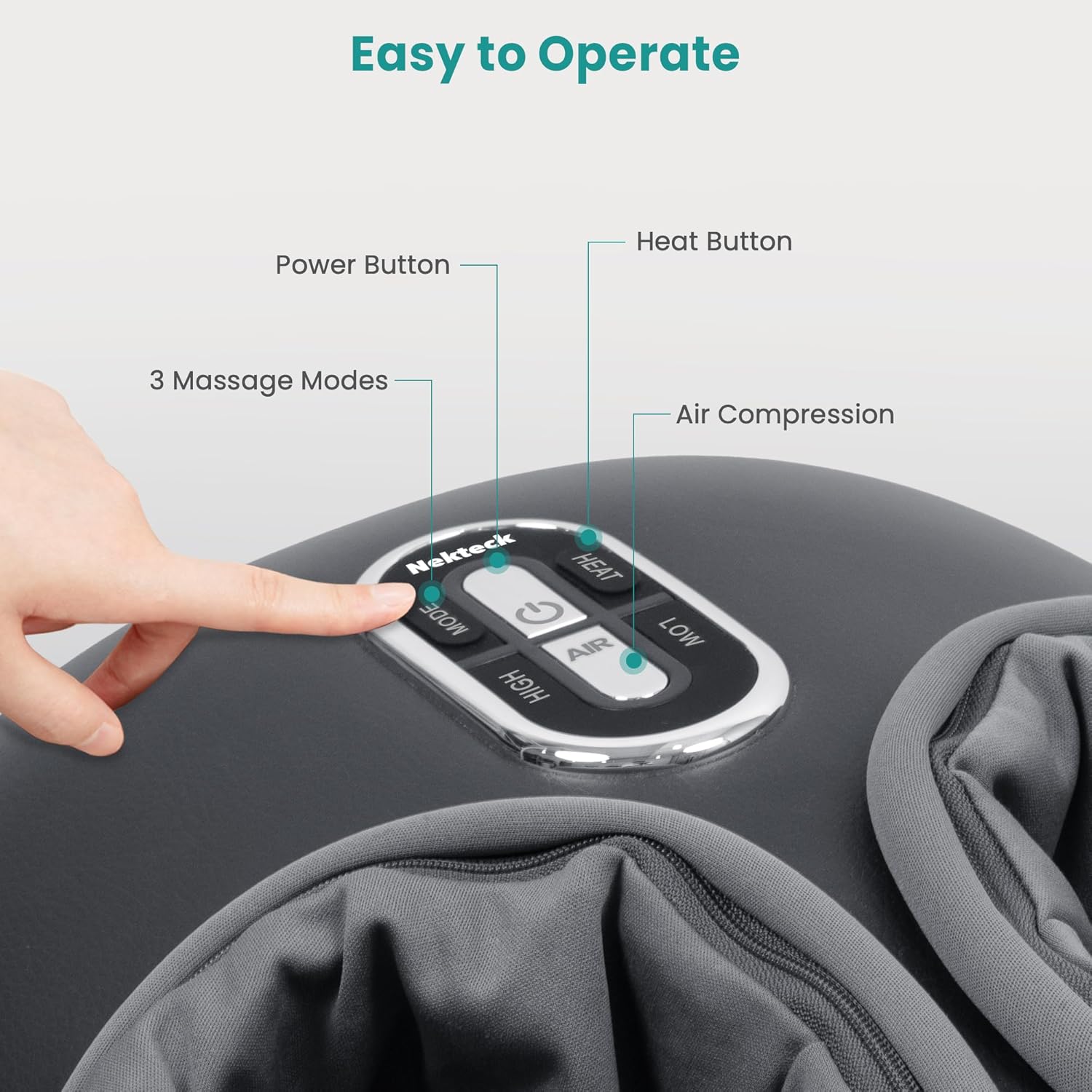 Thumbnail 1 de Nekteck Shiatsu-Fußmassager mit Wärme und Luftkompression (grau) – für tiefenwirksame Knetmassage