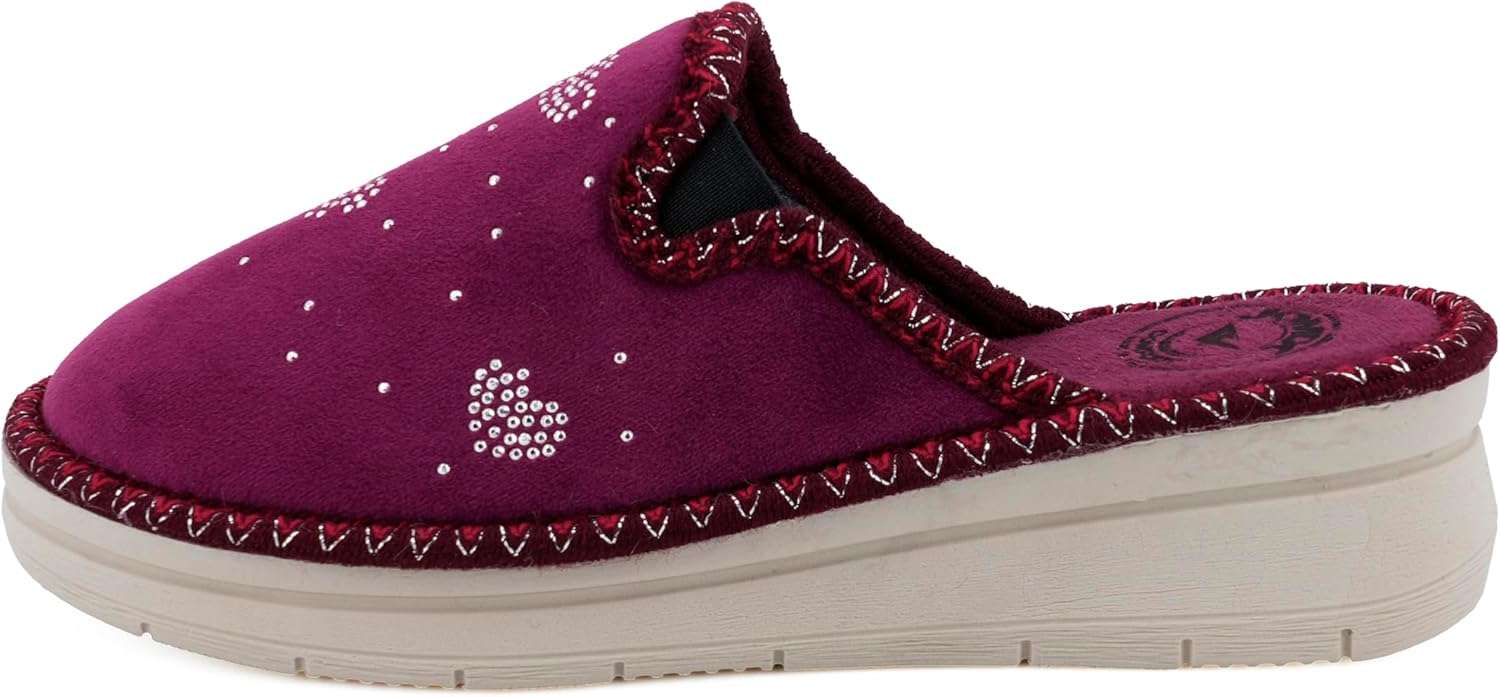Detalle 2 de JOMIX Chaussons Femme Compensés Hiver – Orthopédiques, Strass, Fabriqués en Italie