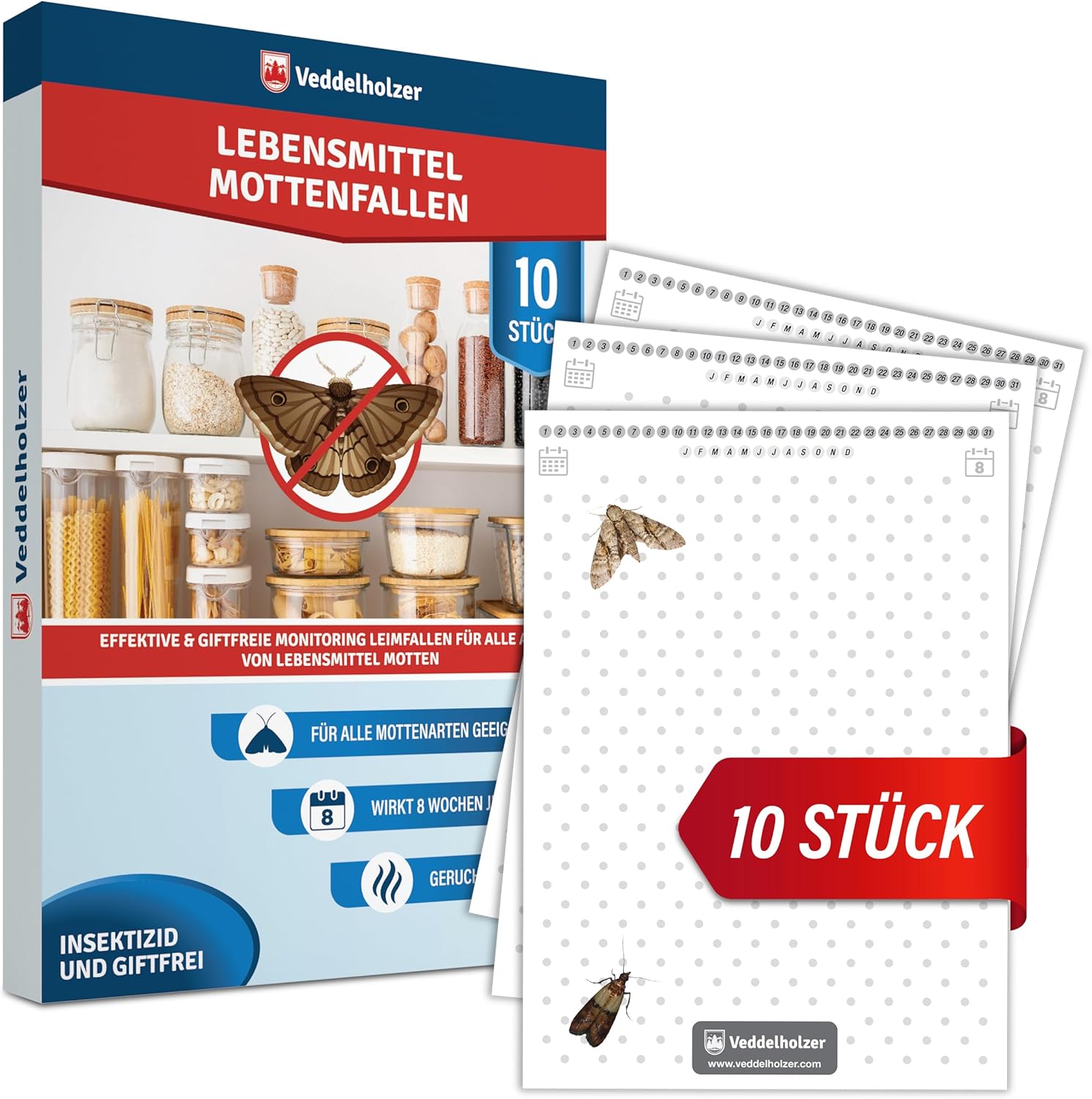 Detalle de Veddelholzer Pack of 10 Food Moth Traps with Pheromone Attraction – 8 Weeks Each