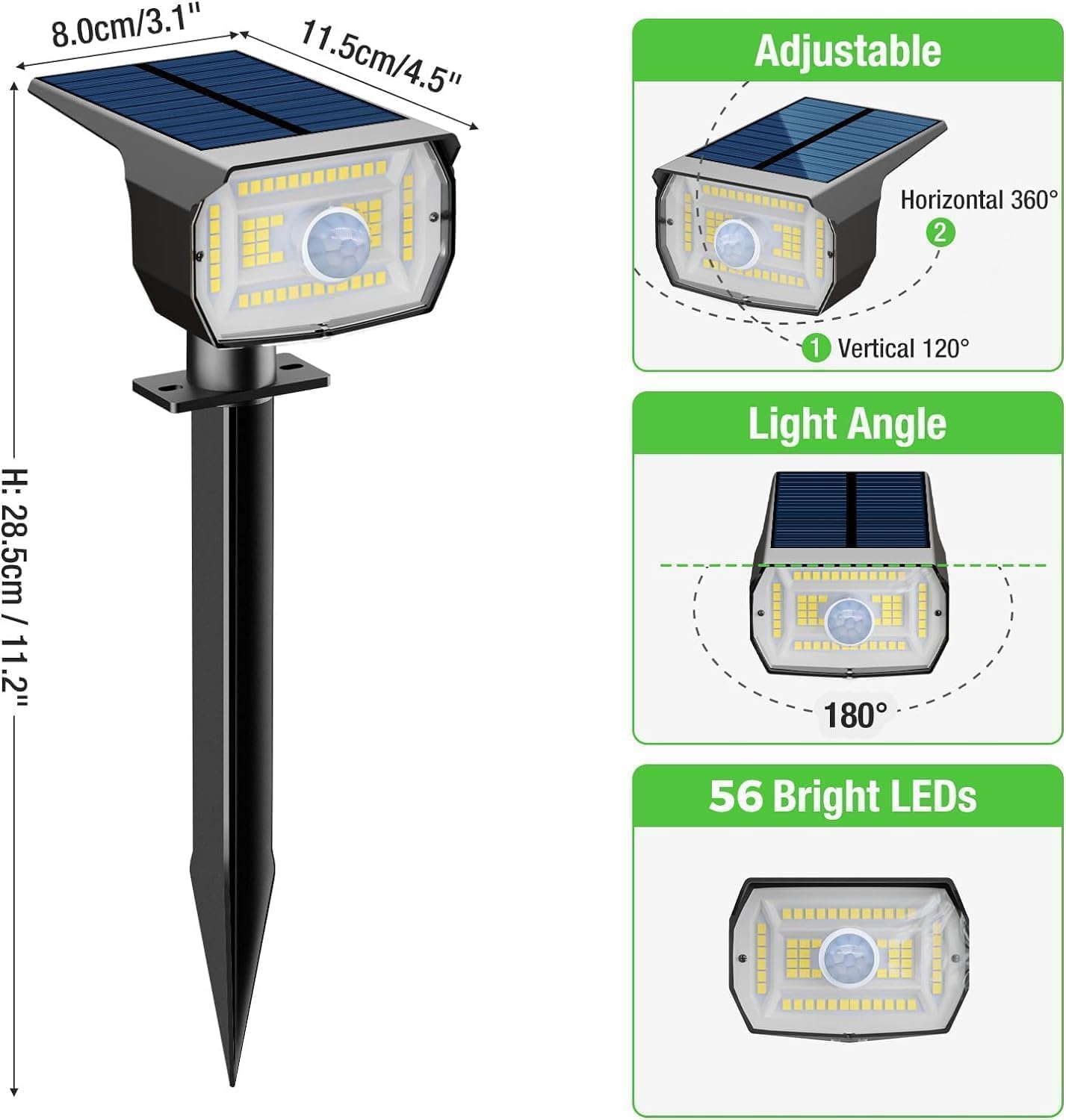 Thumbnail 6 de nipify Lumière Solaire Extérieure détecteur 56 LED, lot 4