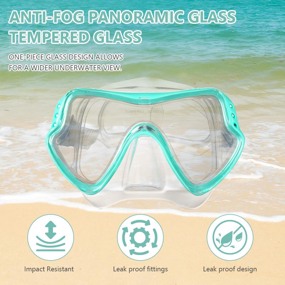 Detalle de AOOSA snorkelset met gehard glas, 180° zicht en droge snorkel