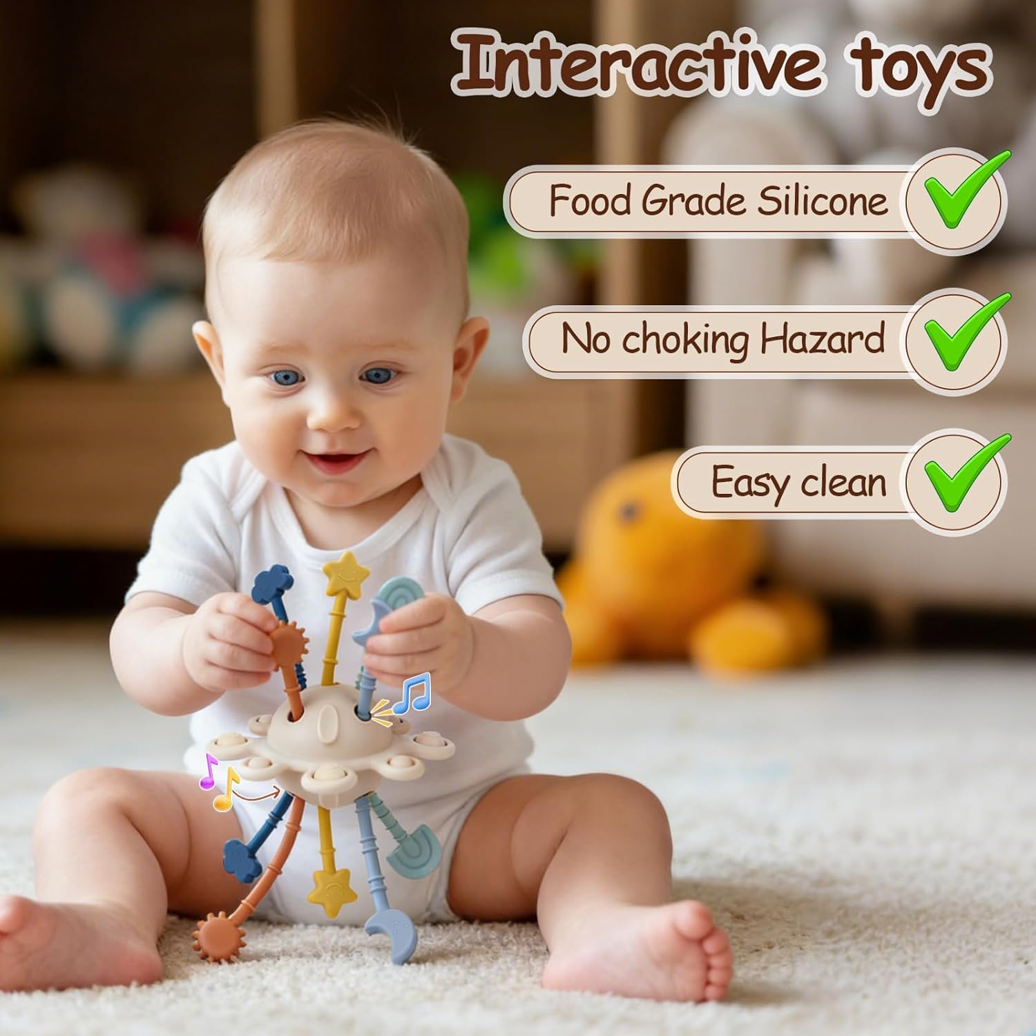 Thumbnail 2 de TYRY.HU Activity Grasping Toys – Sensory Silicone Tether Pop Pull & Pop Space Teether for 18 Months