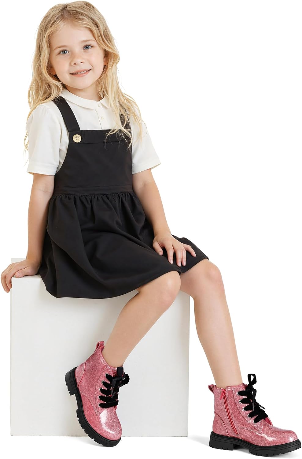 Thumbnail 6 de K KomForme Girls’ Glitter Combat Ankle Boots with Side Zipper