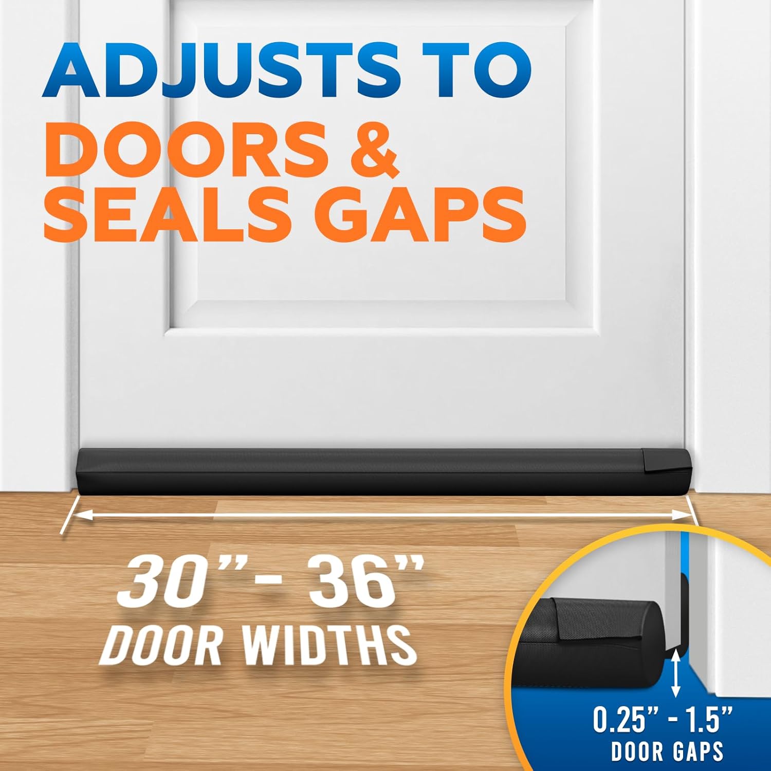Thumbnail 3 de Comfyanno Under Door Draft Stopper (Bottom Door Seal & Gap Filler) for 30–36 in Doors, No Adhesive, Black