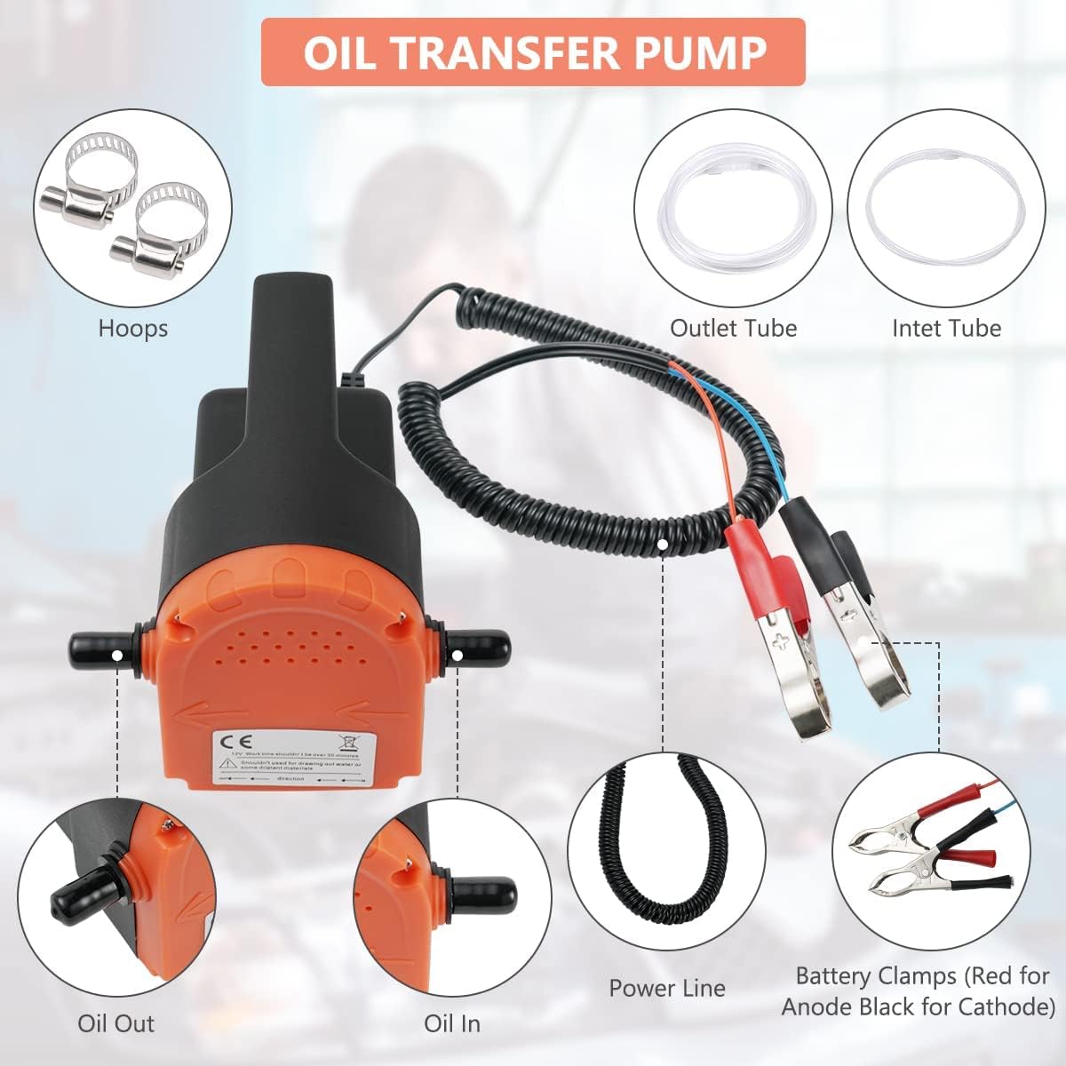 Thumbnail 2 de Flintronic 12V 80W Oil Change Pump Extractor with Tubes for Diesel & Engine Oil