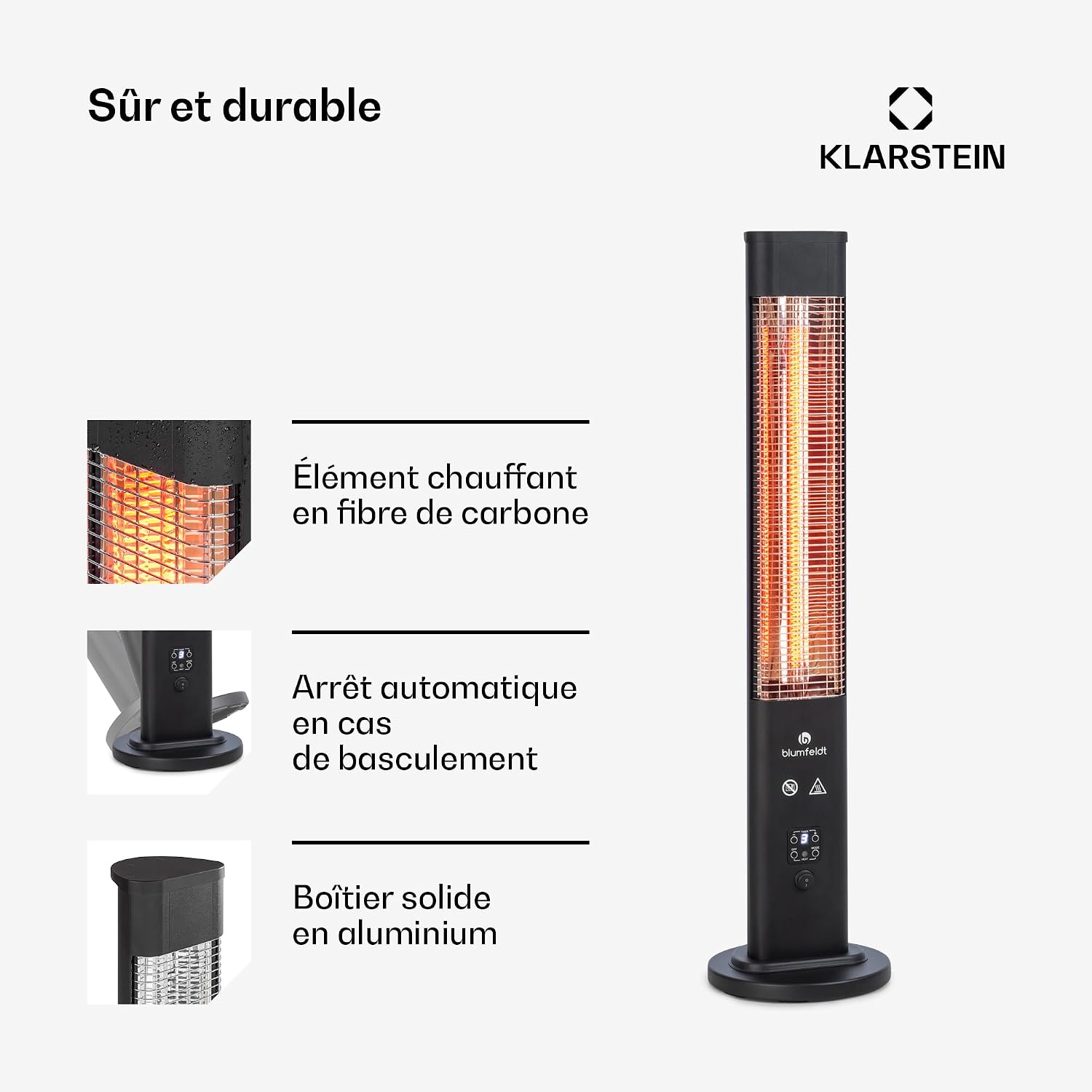 Thumbnail 4 de blumfeldt 10035095 infraroodstaandeverwarming 1.200 W, IP65 en 3 warmtestanden