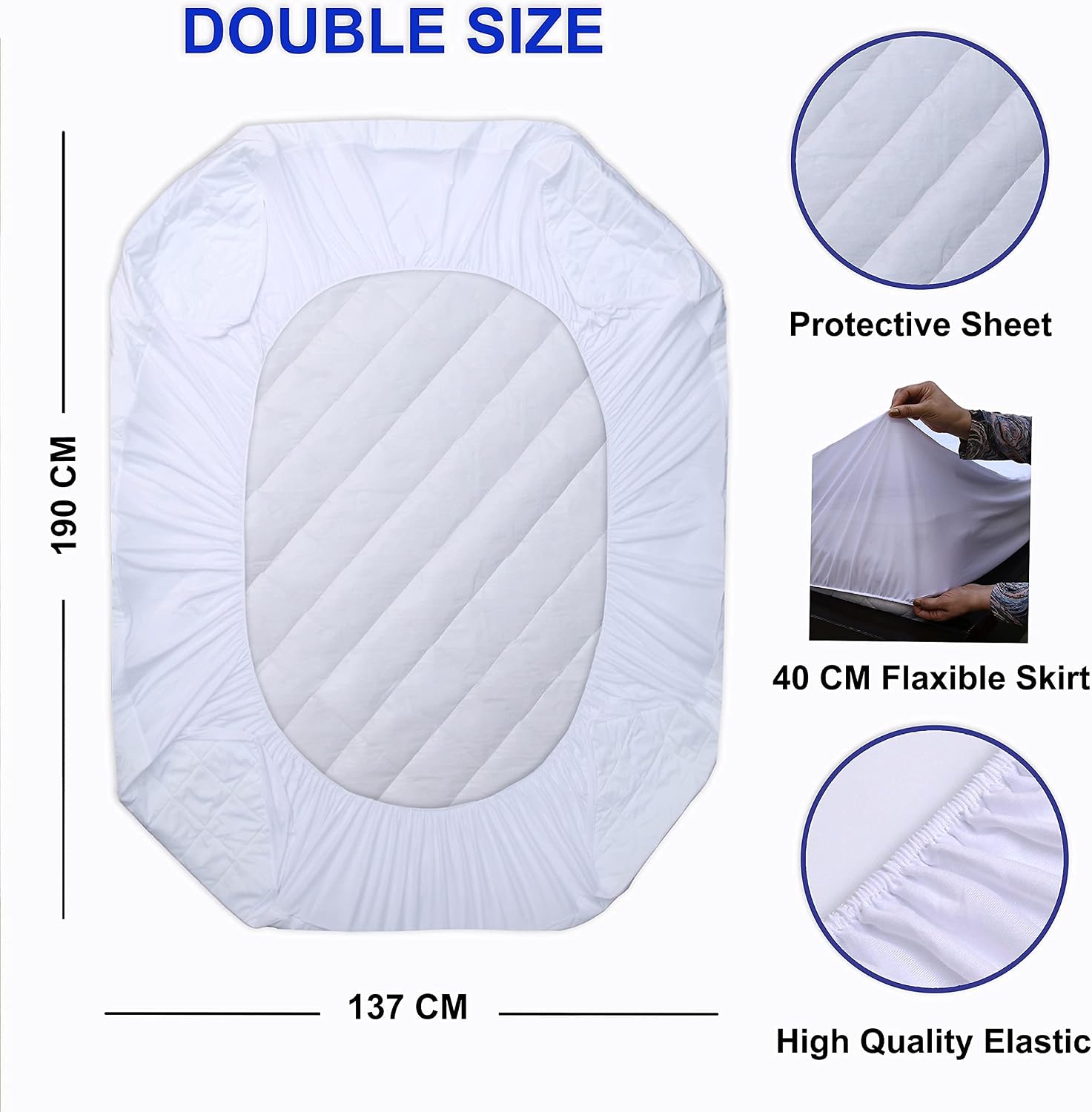 Thumbnail 3 de PLANETOID Quilted Waterproof Mattress Protector King Size with Extra Deep Fit (152 x 200 + 40cm)