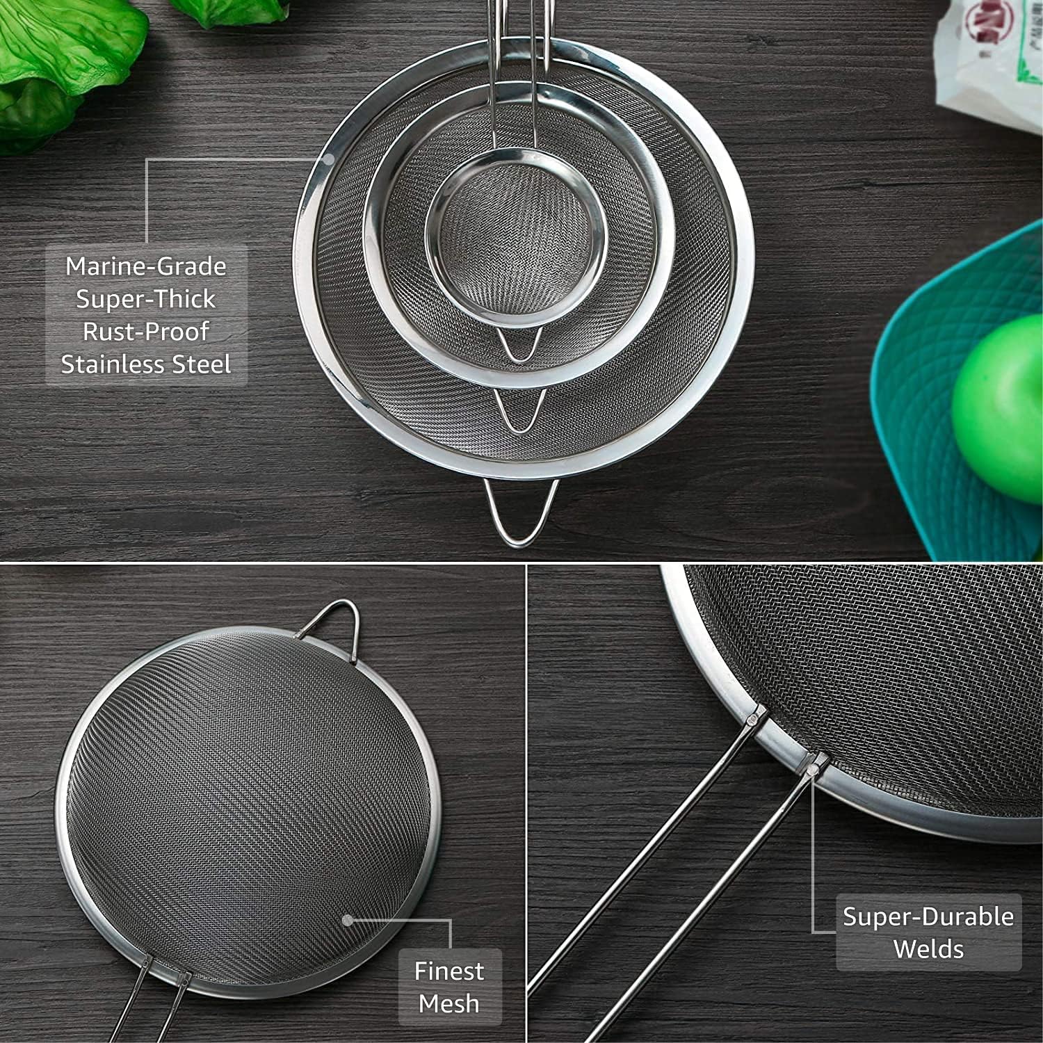 Thumbnail 1 de Sieve/Strainer (Pack of 3) | 8cm, 12cm & 18cm | Marine-Grade Stainless Steel Finest Mesh