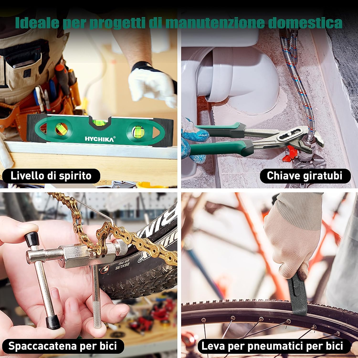 Detalle 2 de HYCHIKA Trapano Avvitatore a Batteria 12V con Kit 104 pezzi – Attrezzi fai da te