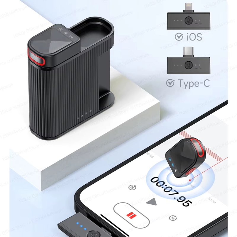 Detalle 2 de Klack H01 Micrófono inalámbrico de botón ENC USB-C/Lightning negro