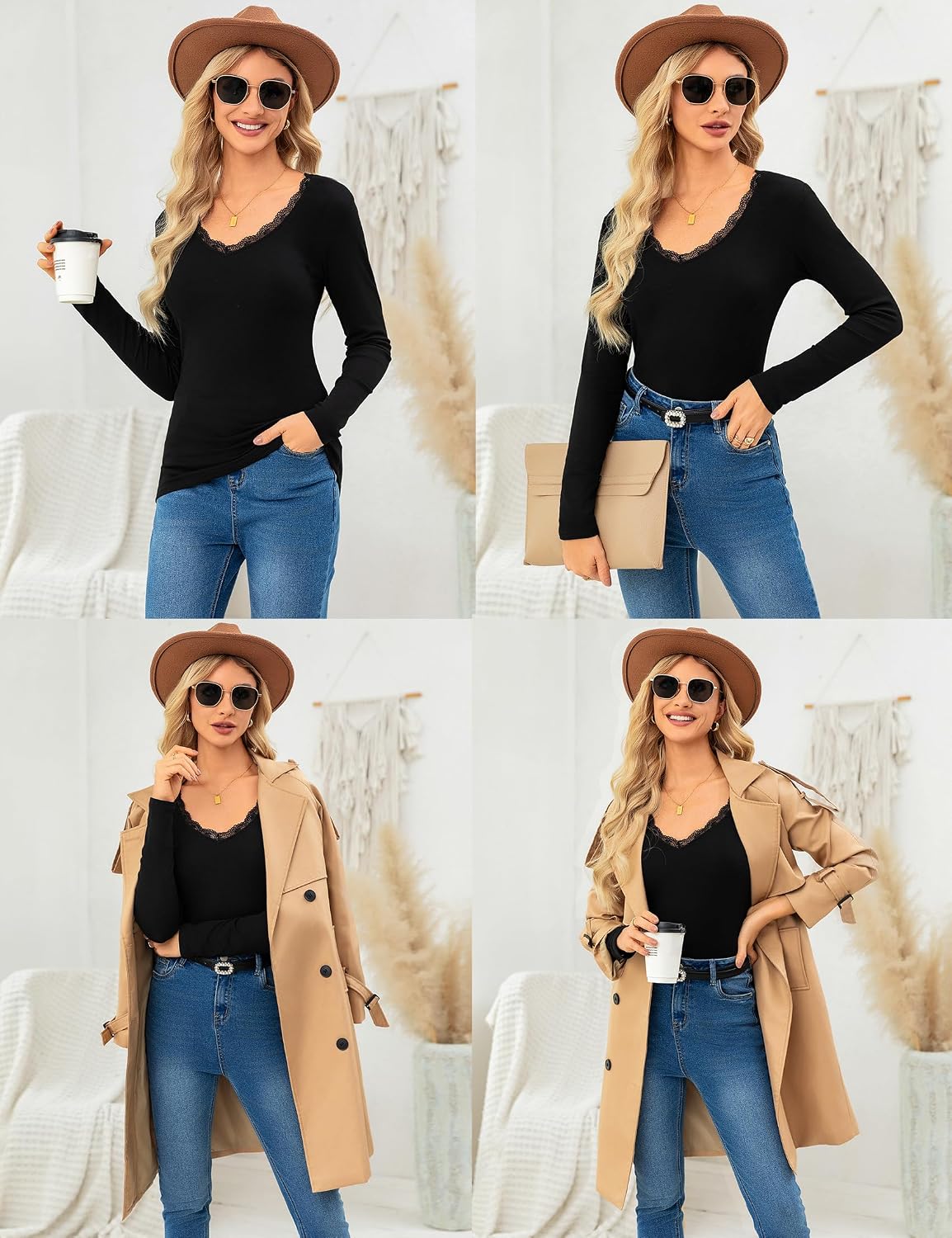 Thumbnail 4 de Crewhpo Womens Thermal Tops Long Sleeve Base Layer