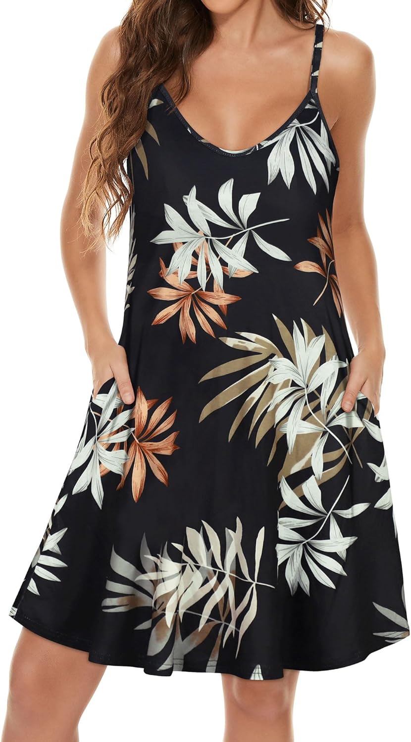 Thumbnail 2 de JOELLYUS Women's Spaghetti Strap Dress – Flowy Summer Sundress with Pockets