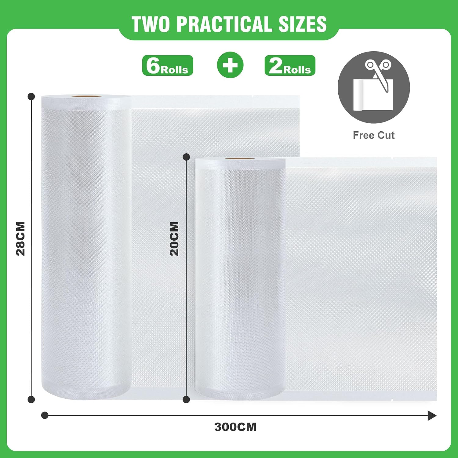 Detalle 2 de KitchenBoss Sacchetti sottovuoto alimenti 8 rotoli 300 cm 🍱