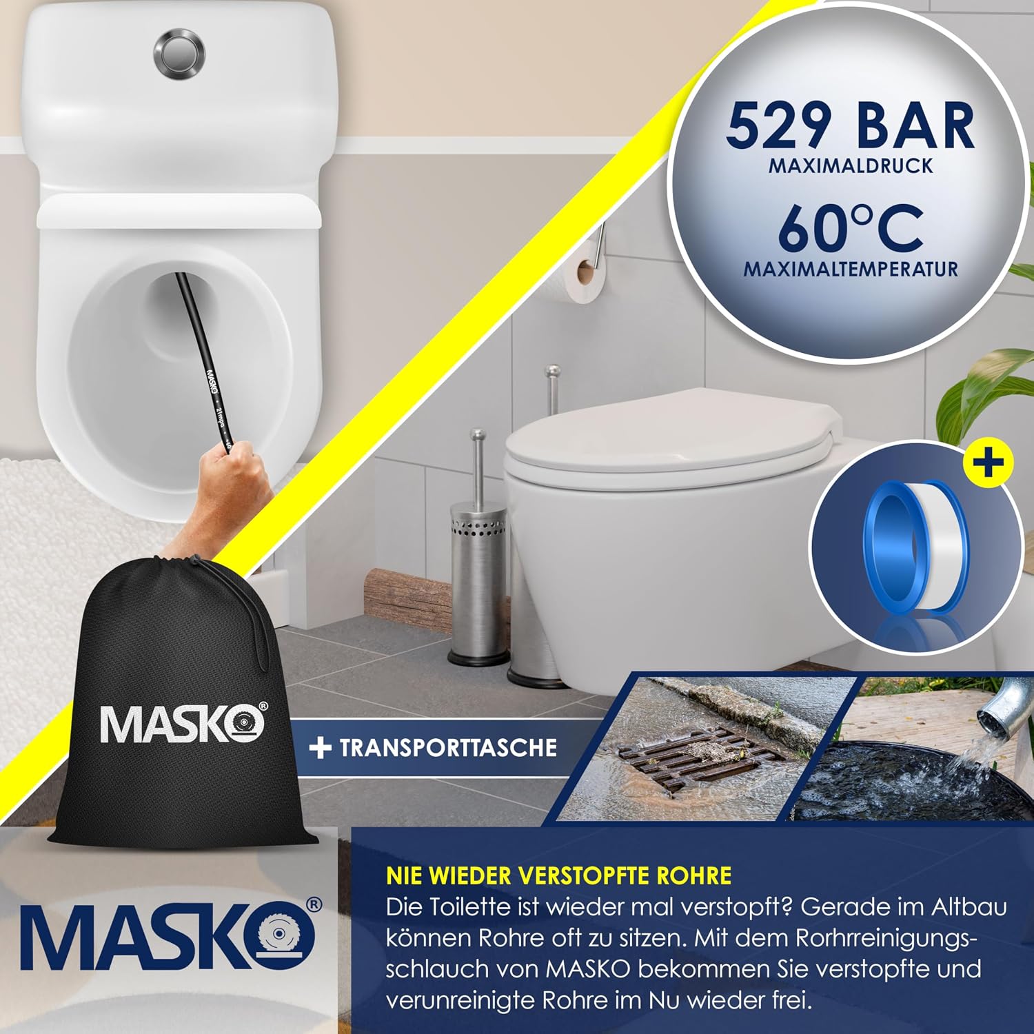 Thumbnail 5 de MASKO Rohrreinigungsschlauch Set 15m 200 bar