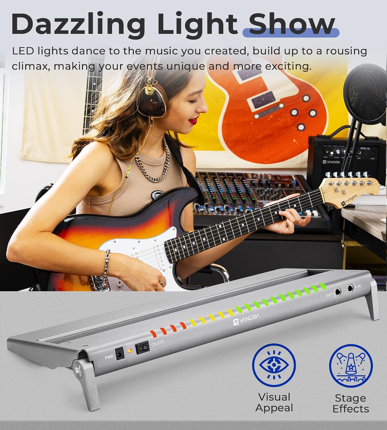 Thumbnail 6 de Vangoa VPPD-S Guitar Pedal Board with 8 Isolated 9V Outputs and Foldable Legs