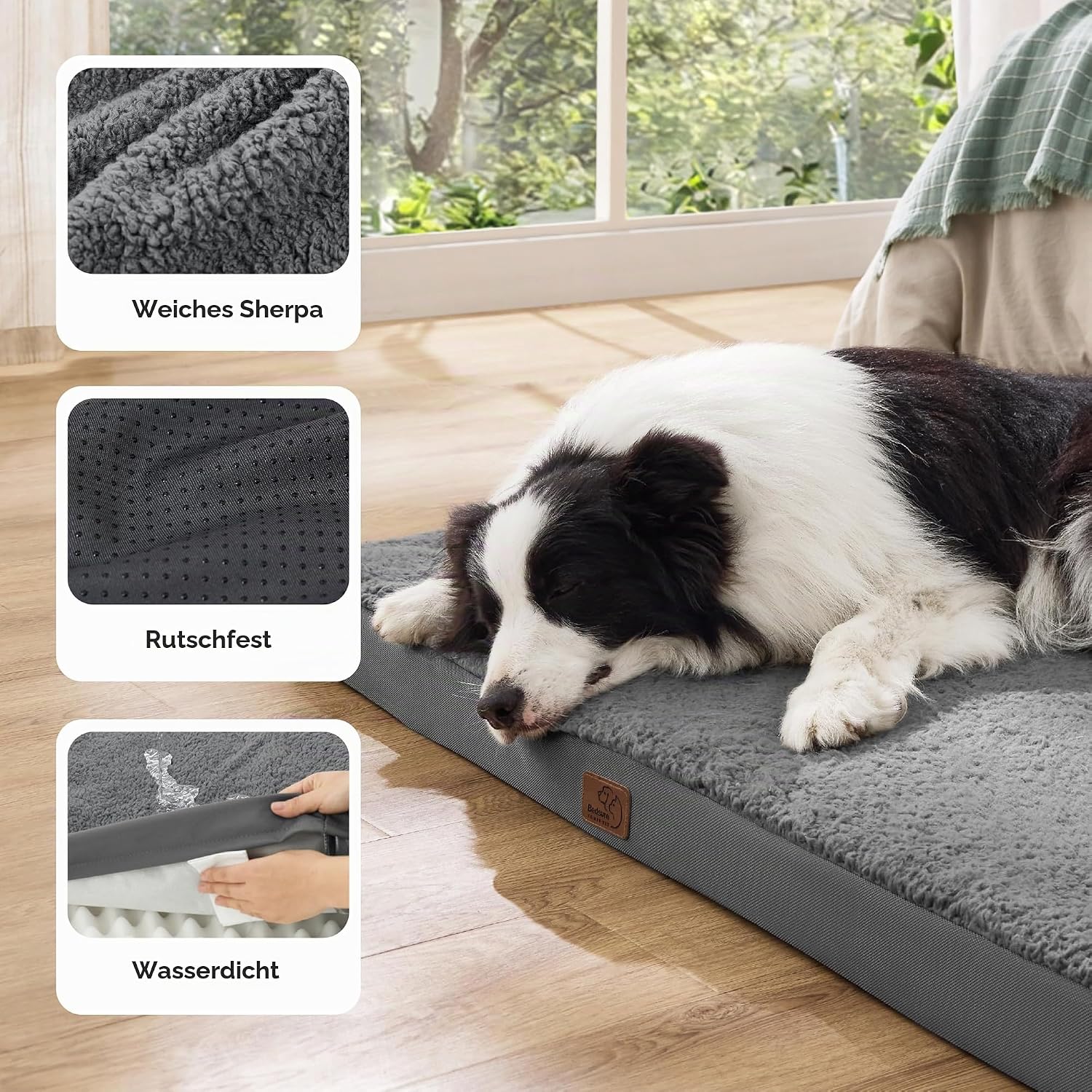 Detalle de BEDSURE orthopädisches Hundebett 112×81×7,6 cm