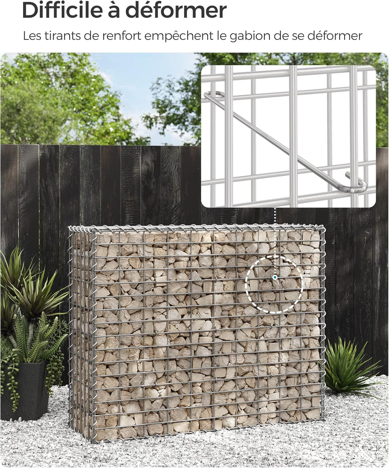Detalle 2 de SONGMICS GGB283V1 Gabion pour Pierre 100 x 80 x 30 cm