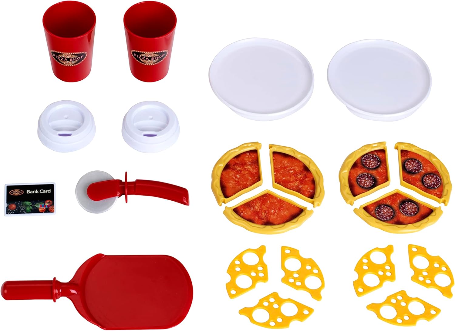 Detalle de Theo Klein Pizza Shop 7309 : terminal de paiement sonore et accessoires pour jouer à la pizzéria