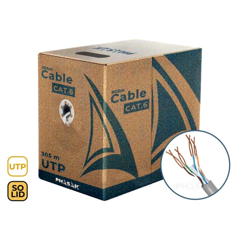 Detalle de Phasak PHR 6302 Cable UTP Cat6 sólido 305 m 🖧