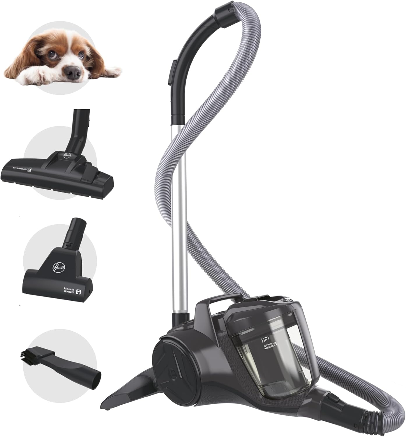 Detalle de Hoover HP1 Pet Powerful Cylinder Vacuum Cleaner with Pet Hair Tool (HP120PET)