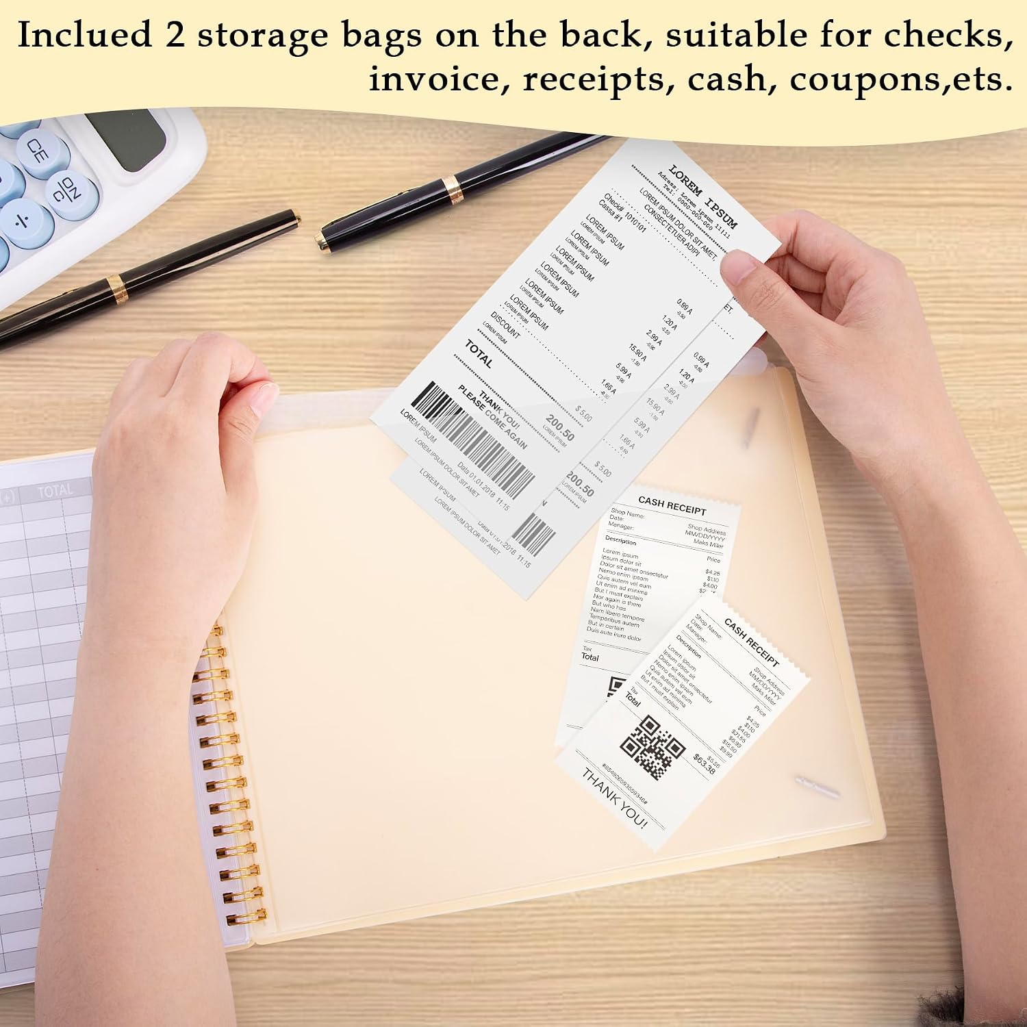 Thumbnail 3 de AKONEGE Accounting Ledger Book, 10.2 x 8 in Horizontal Expense Tracker, Light Yellow