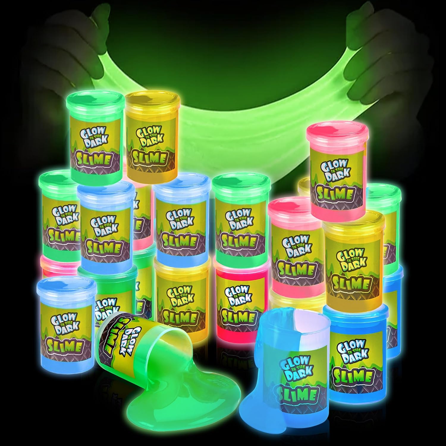 Detalle de Playbees Glow in the Dark Slime Party Favors, 24-Pack Neon Colors