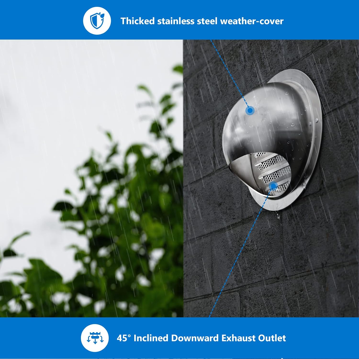 Thumbnail 2 de Hon&Guan 95mm Griglia di Ventilazione Rotonda in Acciaio Inox con Rete Anti Insetti – Protezione e Design