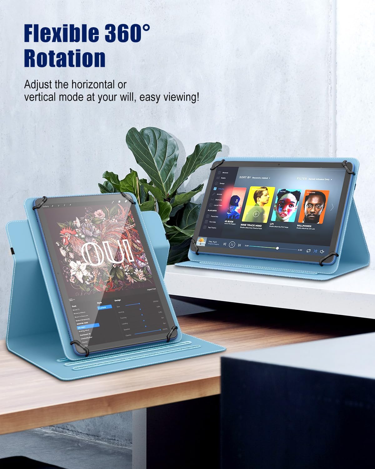 Detalle 2 de TiMOVO Universal Hülle für DOOGEE U11/U11 Pro & 9–11 Zoll Tablets – Glitzer Himmelblau