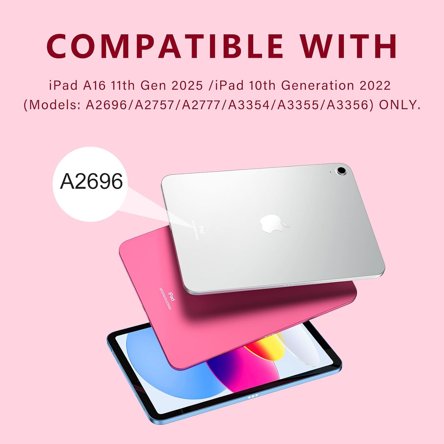 Thumbnail 1 de Vobafe Keyboard Case for iPad 10th Gen (2022, 10.9in) with Detachable Trackpad – Pink
