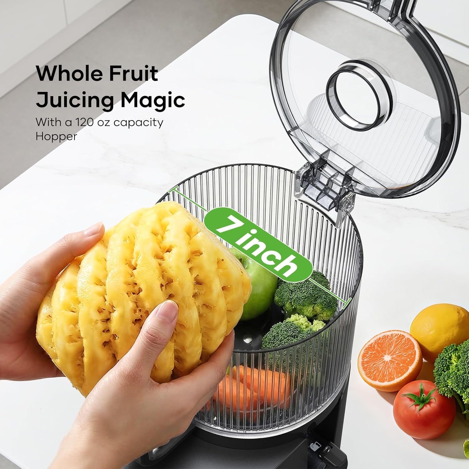 Thumbnail 2 de 3-in-1 Juicer Machines: Cold Press Juicer with 7" Ultra-Wide Chute and 120oz Hopper
