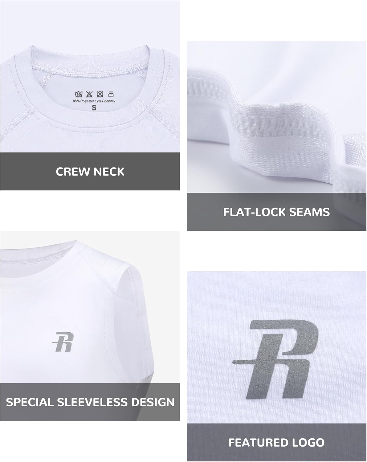 Detalle de Runhit Boys' Sleeveless Compression Shirt