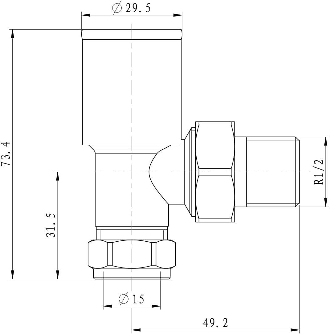 Thumbnail 1 de VANCOCO 4Pcs 1/2"×15mm Anthracite Grey Angled Manual Radiator Valves