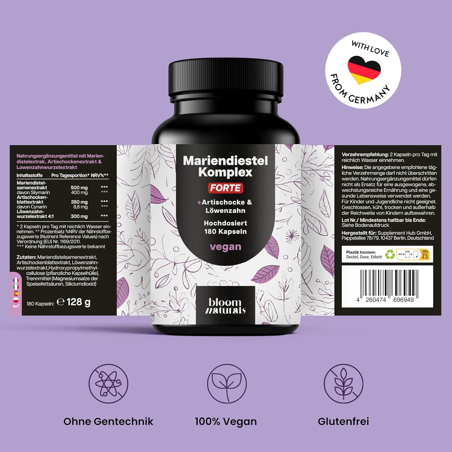 Thumbnail 6 de Mariendistel Artischocke Löwenzahn Komplex Hochdosiert – 180 Kapseln (3-in-1) Vegan