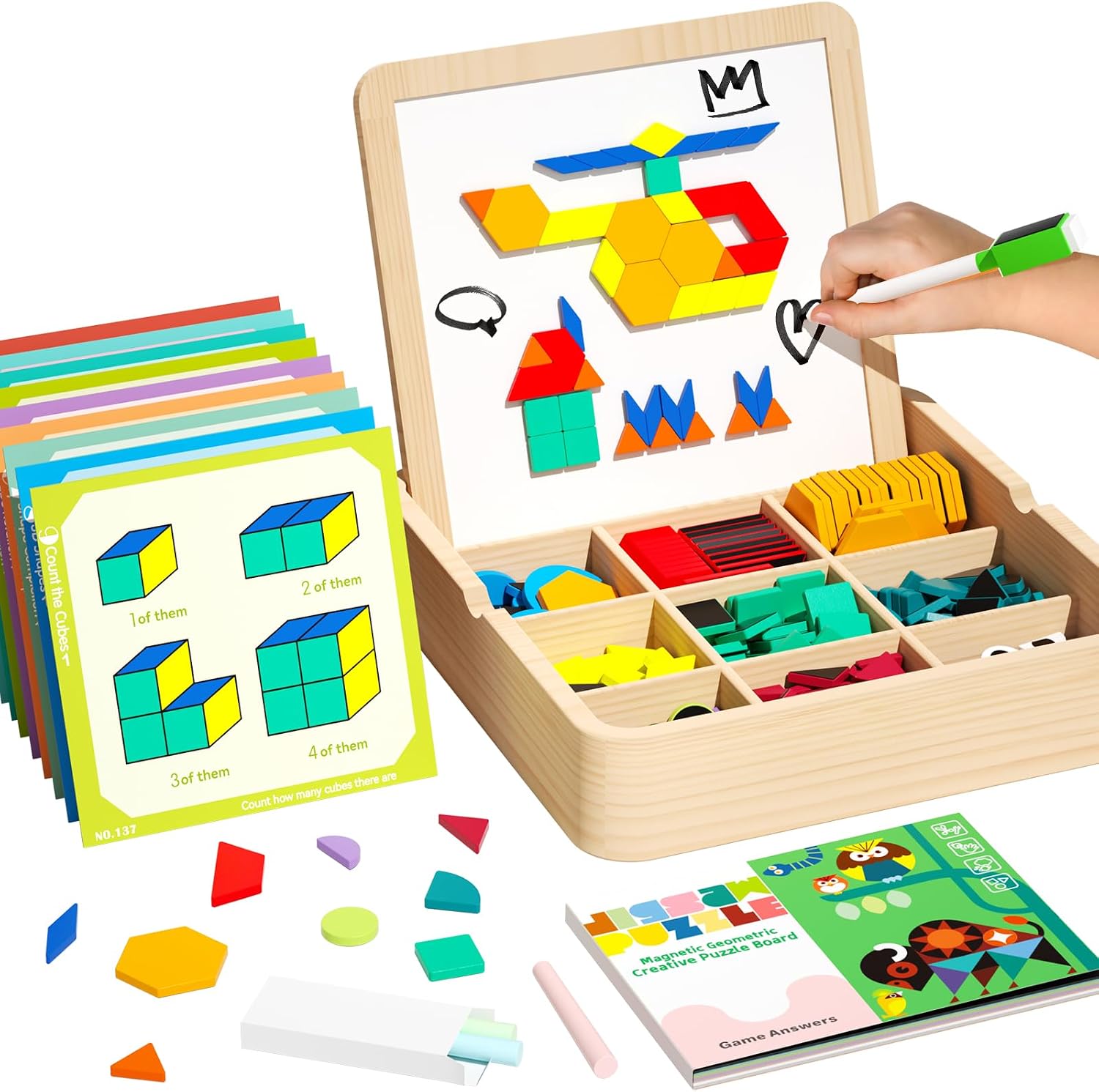 Thumbnail 6 de Edutree Set blocchi magnetici in legno con 288 pezzi – Montessori STEM per bambini 3–5 anni