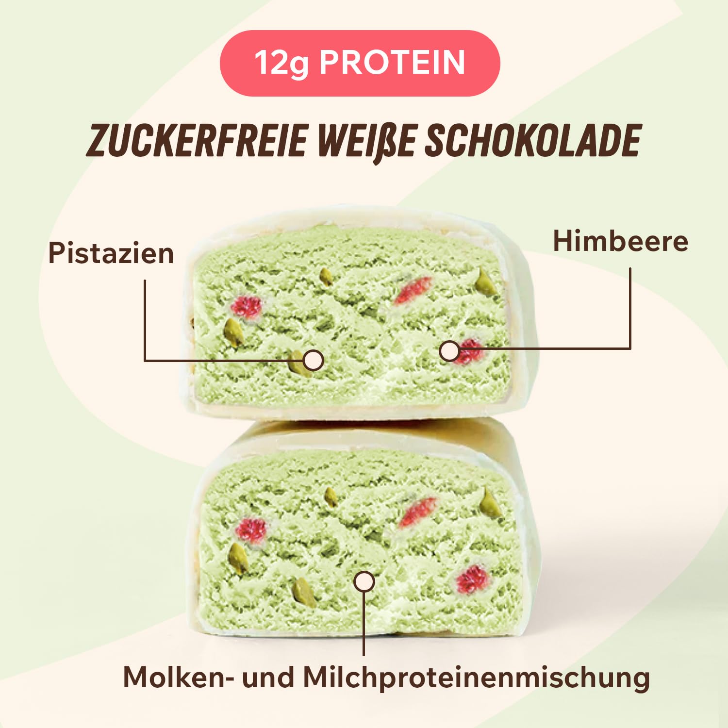 Thumbnail 2 de FitnesSHOCK Proteinriegel Set mit 30% Eiweiß, 12 g pro Riegel (12 Stk) – Pistazie, zuckerfrei, low carb