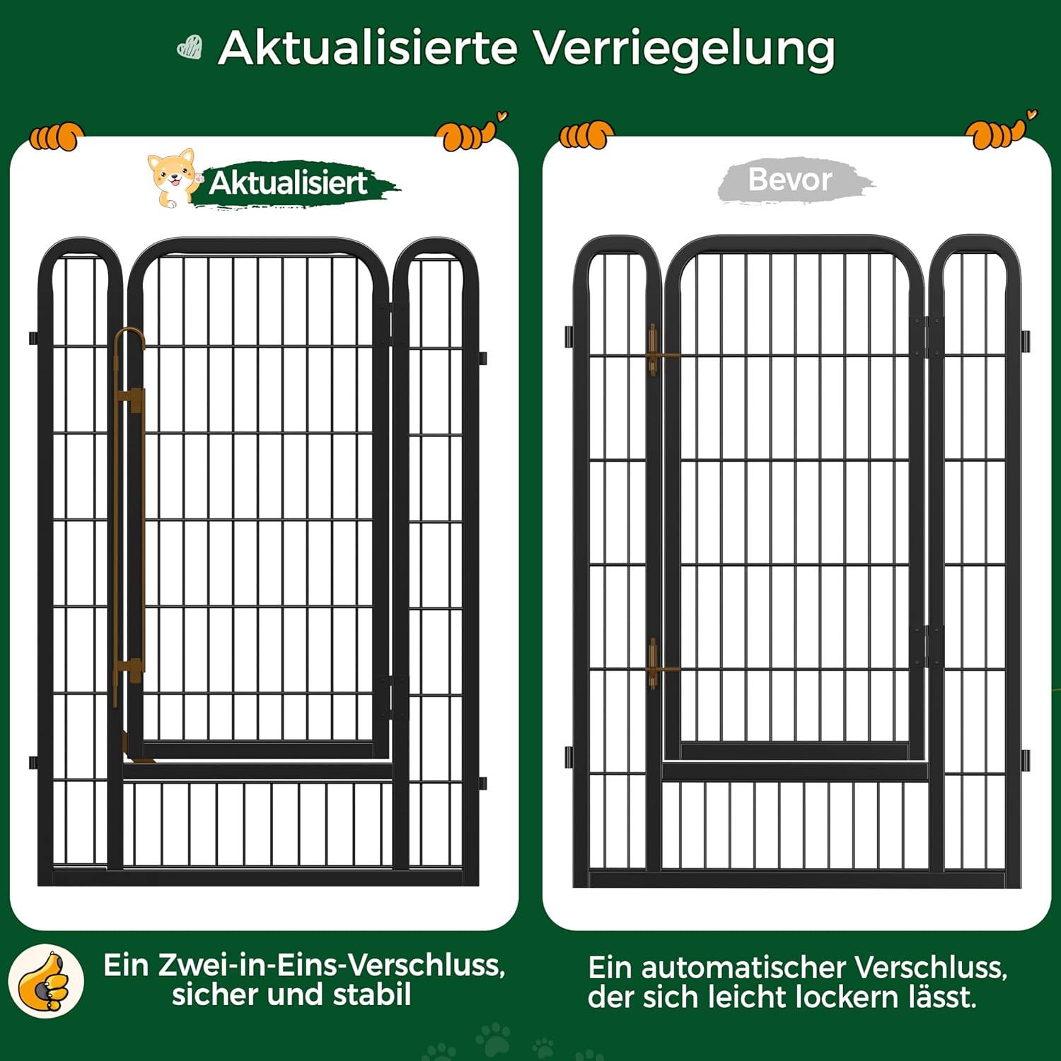 Thumbnail 5 de Yaheetech Welpenauslauf 16-teilig, 100 cm Hoch – faltbarer Welpenstall mit 2 Türen