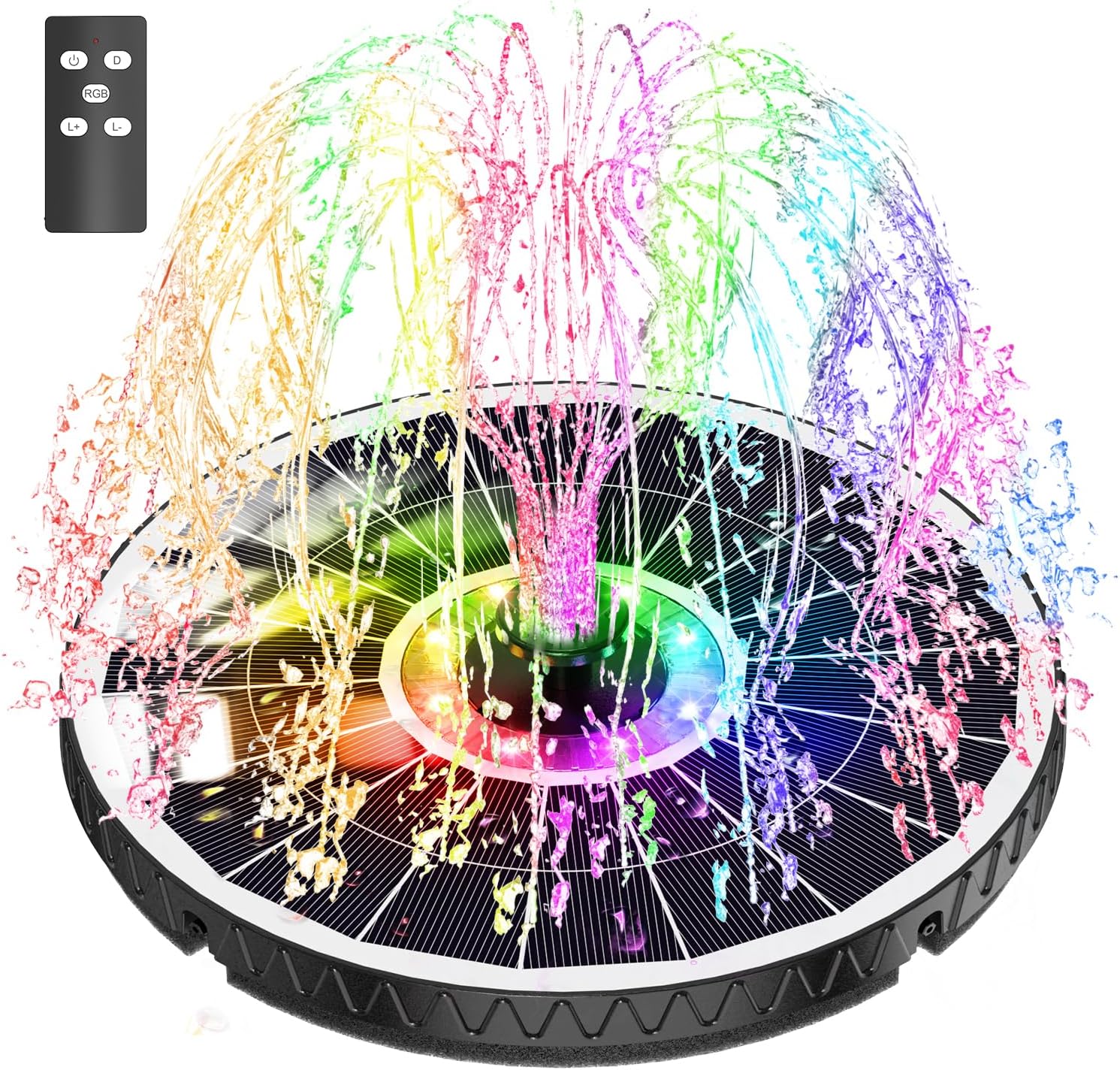 Thumbnail 6 de Solar Springbrunnen SZMP UFO 5W mit Akku, Glas-Panel und RGB-Licht (7 Düsen, 4 Rohre)