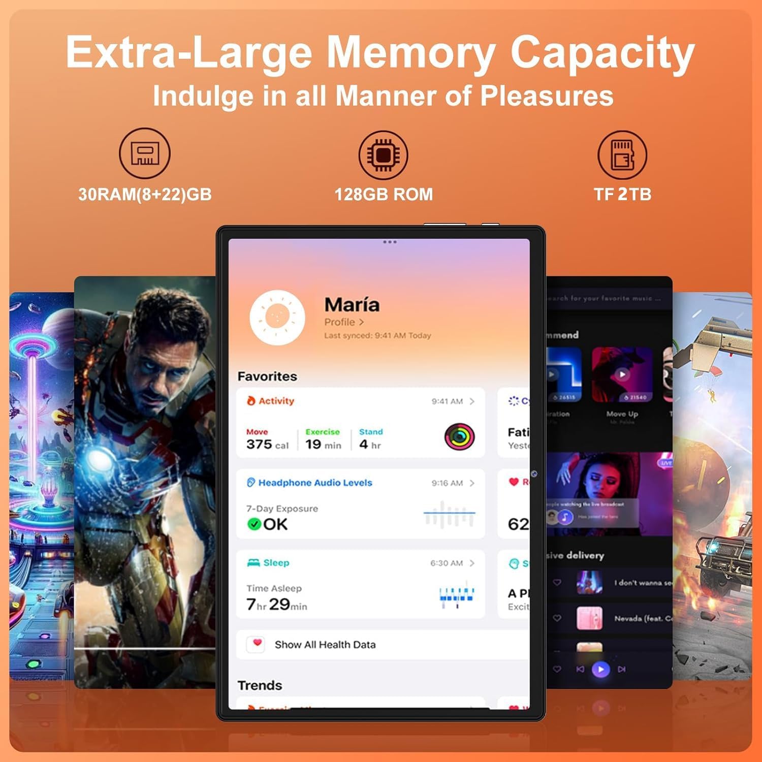 Thumbnail 4 de JUSYEA 2026 Tablet 10 Inch Android 15 – 30GB RAM, 128GB ROM, TF 2TB, 8000mAh, Gemini AI