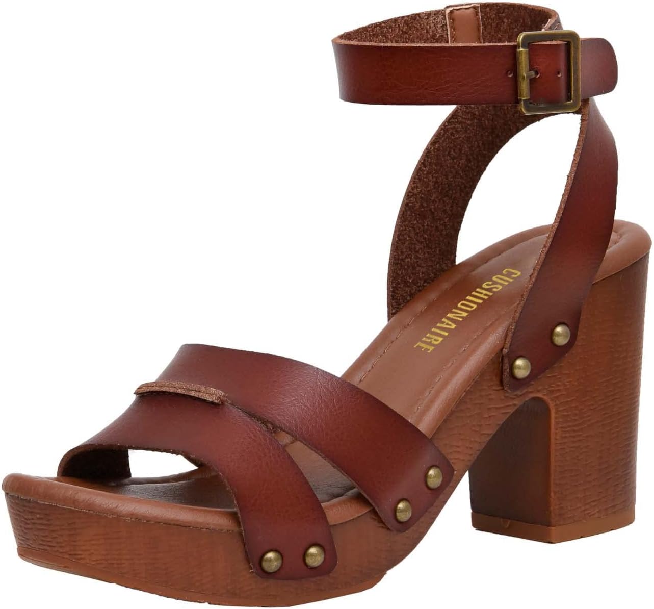 Detalle de CUSHIONAIRE Women’s Sandra Faux Wood Sandal with +LiteSole Technology (Wide Widths Available)