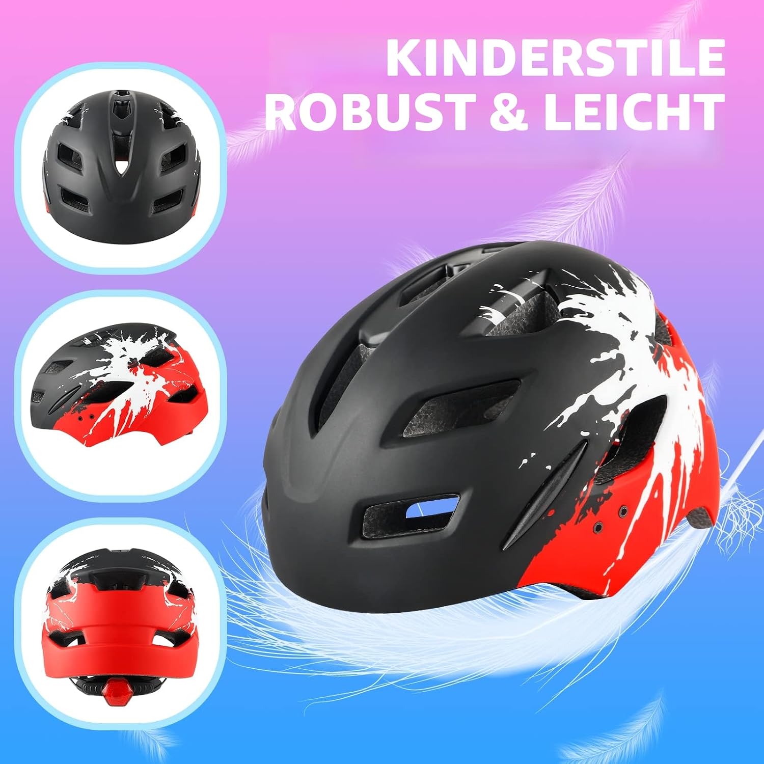 Detalle 2 de RaMokey Kinder-Fahrradhelm mit Licht 50–56 cm